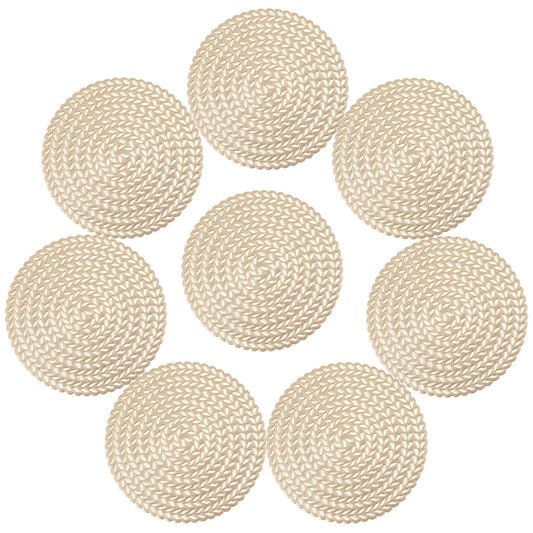 Oruola Gold Coasters,PVC Cup Coasters,Gold Placemats Set of 8,Hollowed-Out Design,Stain Resistant,Waterproof,Heat Resistant,Gold Place Mats for Restaurants,Home,Bars,Cafes,Hotels(Gold,10cm Diameter)