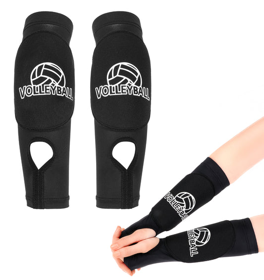Youth Volleyball Arm Sleeves, 1 Pair Foam Padded Volleyball Passing Sleeves Anti-Slip Arm Protector for Girls & Boys 8-14, Sweat Absorbent, Black