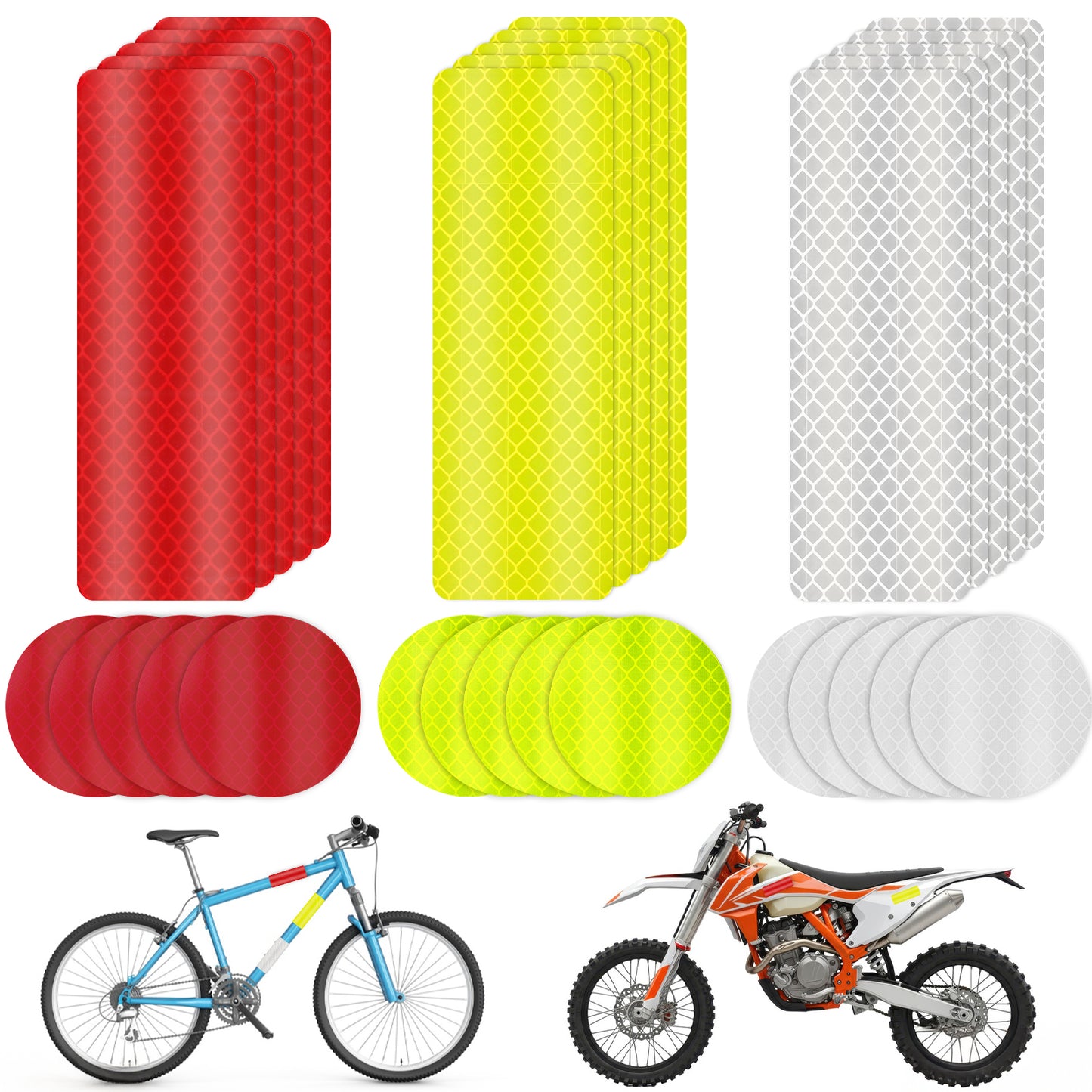guduling 30pcs Reflective Stickers, Warning Reflector Stickers, Safety Reflective Bike Sticker, Waterproof Reflect Tape Stickerfor Vehicle, Bicycles, Motorcycles, 3x 8 cm