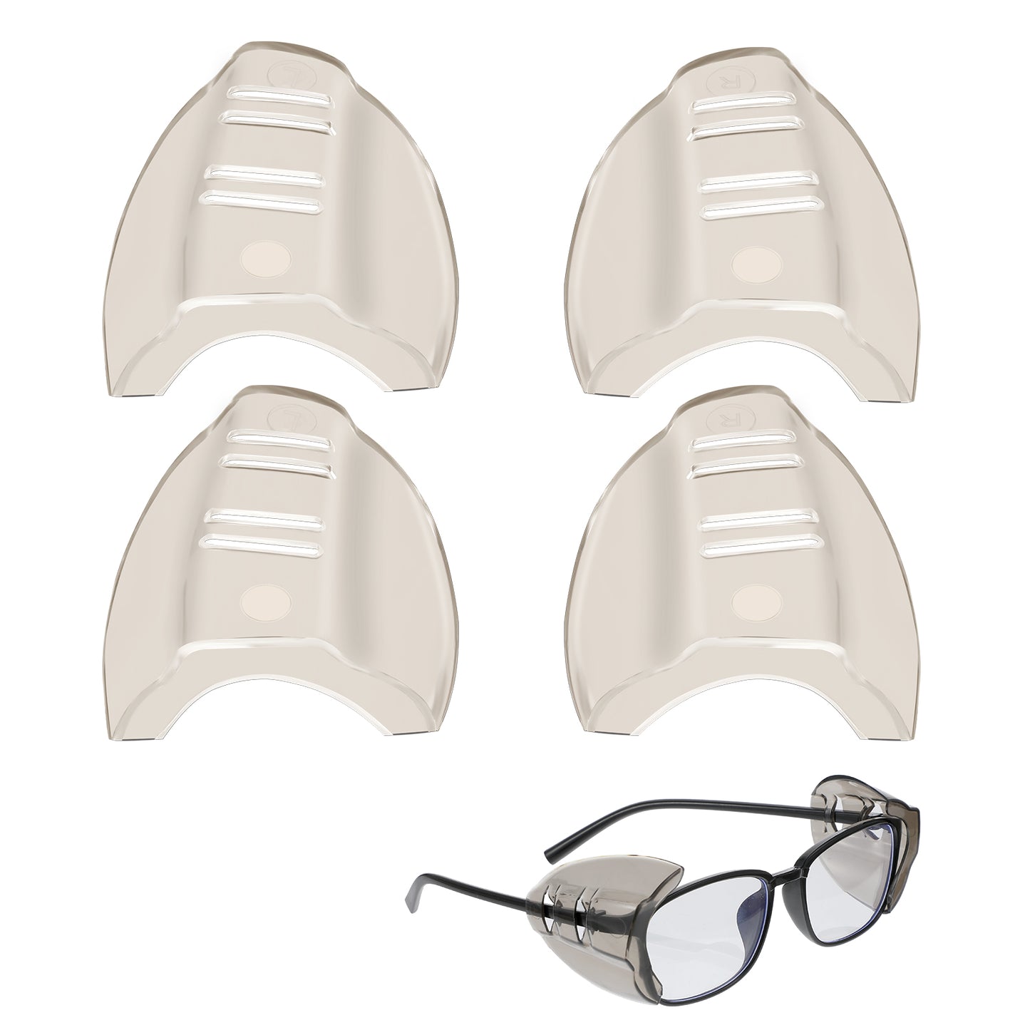 Classicseali 2 Pairs Glasses Side Shields, Flexible Slip On Side Shields, Safety Sunglasses Side Shields, Safety Protection Fits Small to Large Eyeglasses,TPU Material (Deep Brown)