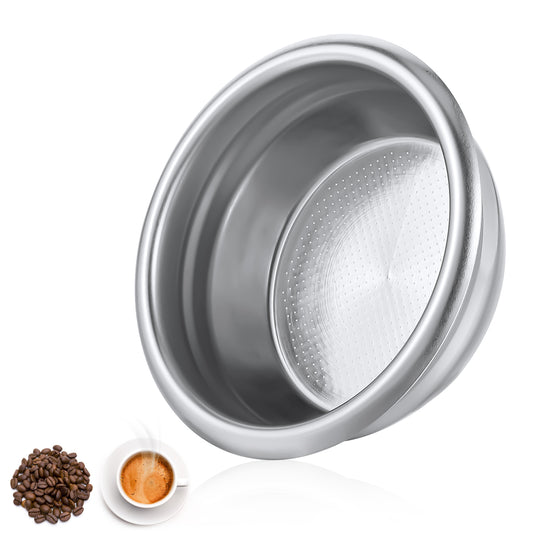 Oruola 58mm Portafilter Basket,Metal Coffee Filter,Stainless Steel 58mm Basket Pressurized Porous Double Cup Coffee Filter for Portafilter Coffee Machine,Paperless and Permanently Reusable