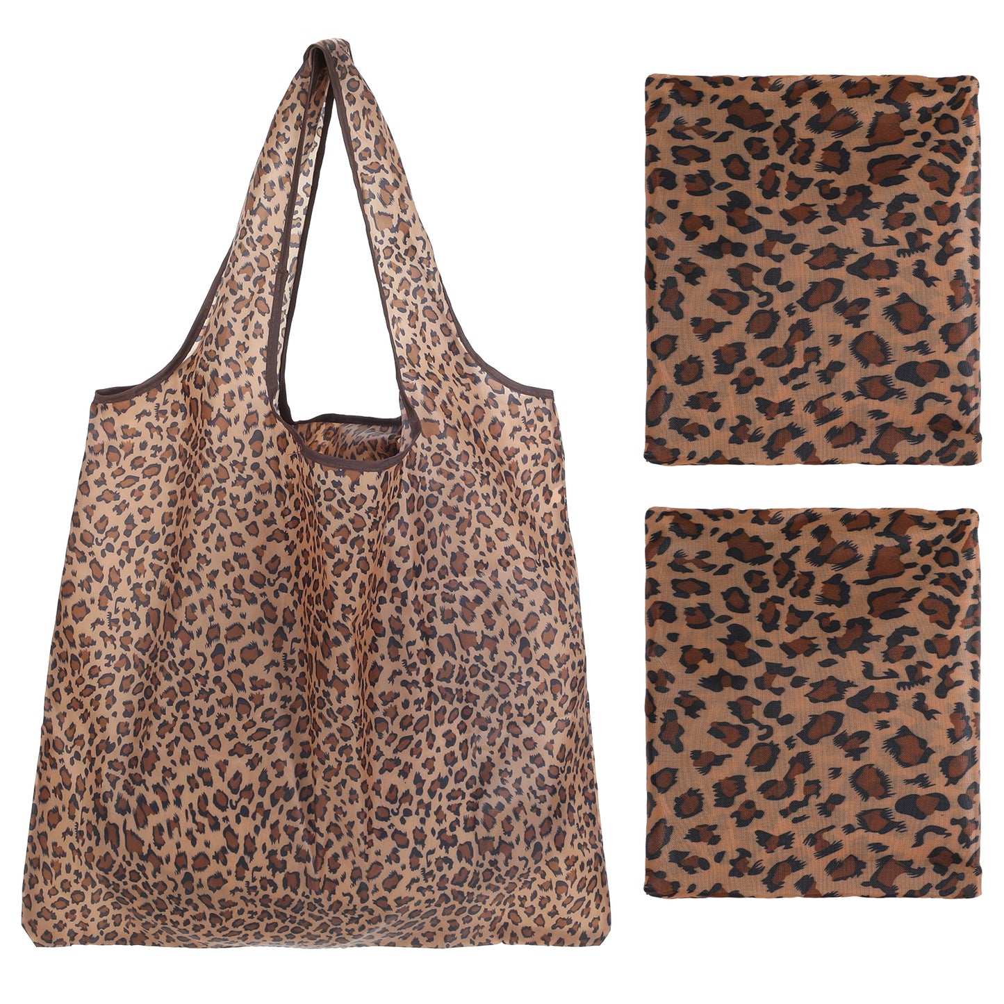 guduling 2pcs Foldaway Shopping Bags, Leopard Print fold Up Shopping Bag In Pouch, Reusable Folding Shopping Bags Durable, Eco-Friendly, Washable For Gift Shop Travel Camping Loading