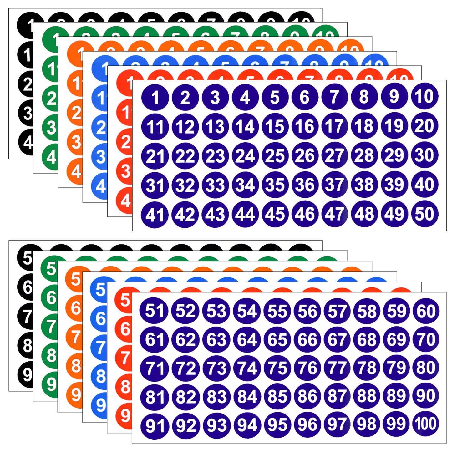 Guduling Number Stickers 1-100,12 Sheets Self-Adhesive Sticky Numbers Stickers,Round Numbers Sticker, for Sorting Organizing Storage Boxes Lockers Office School Supplies (Red)