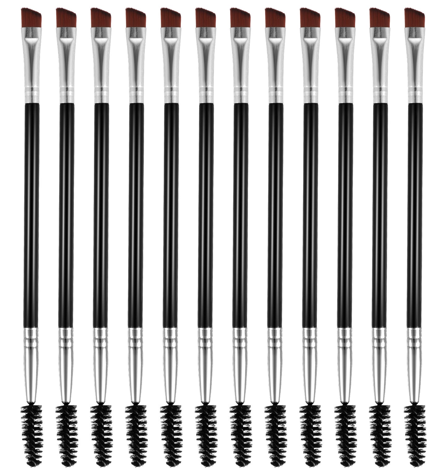 12 Pcs Eyebrow Tint Brush & Eyelash Spoolie Set, Professional Angled Brush for Lash Extensions, Mascara & Brow Shaping
