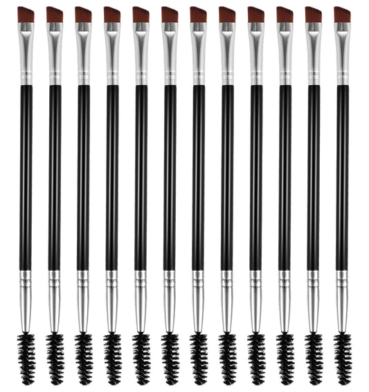 12 Pcs Eyebrow Tint Brush & Eyelash Spoolie Set, Professional Angled Brush for Lash Extensions, Mascara & Brow Shaping
