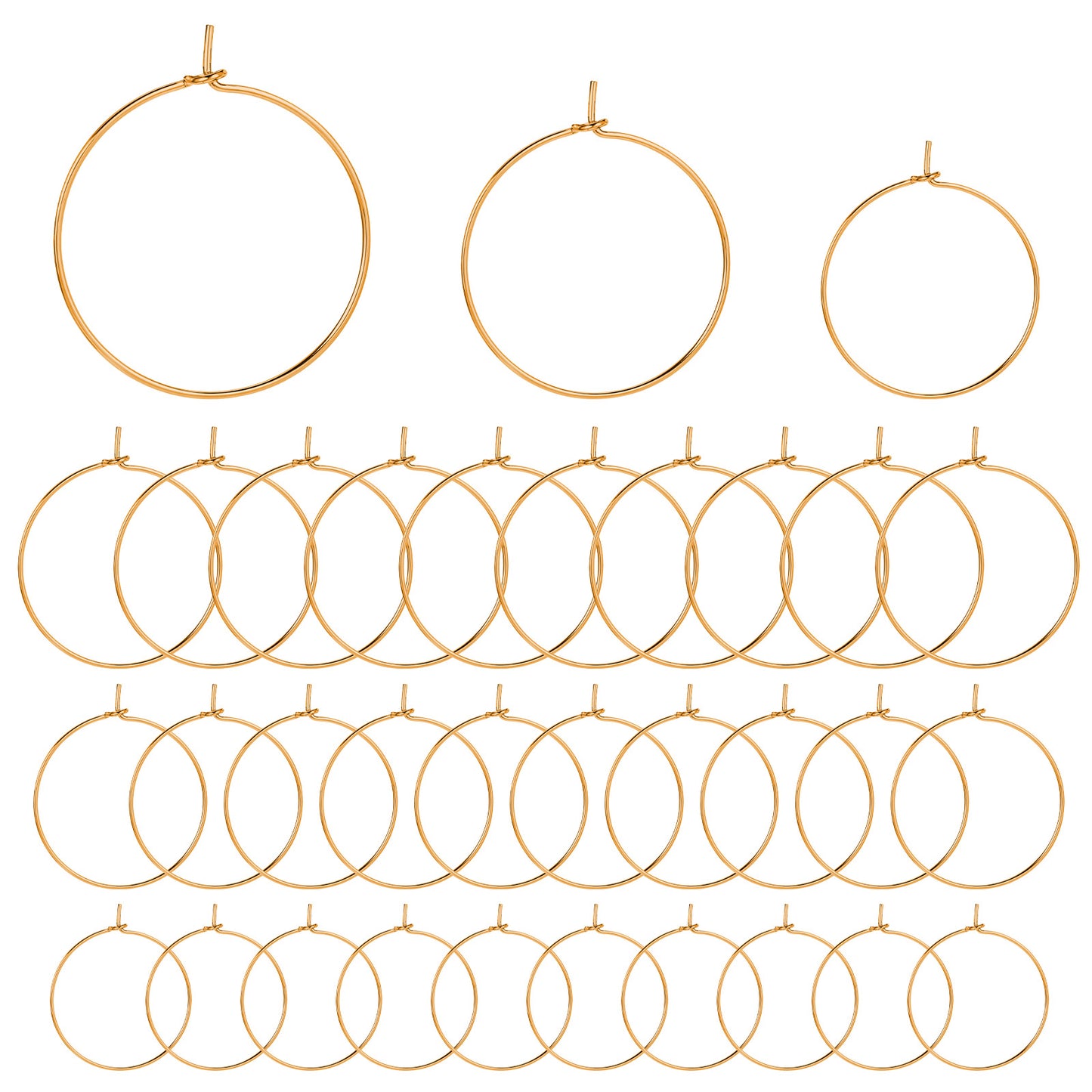 Oruola 120pcs Earring Hoops for Jewellery Making,Gold Earring Hoops Pack Jewellery Making,Earrings Hooks for DIY Craft, 20mm 25mm 30mm Gold Charms Earrings Hoop Kit for Party Wedding Festivals Decor