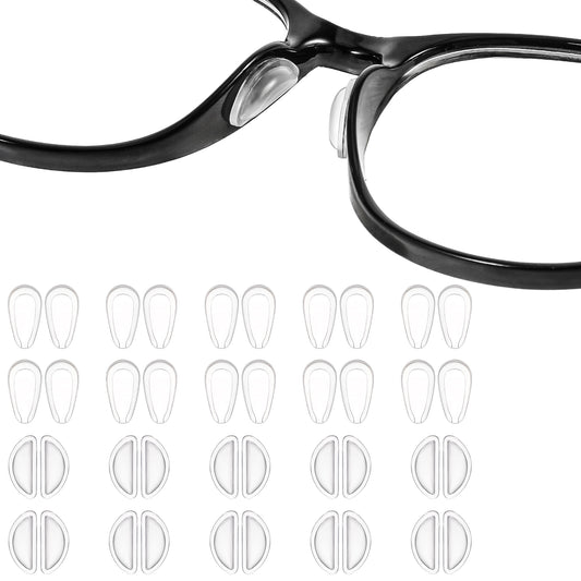 oruola Clear Nose Pads for Eyeglasses,20 Pairs Silicone Eyeglass Nose Pads for Full Plastic Frames,Anti Slip Nose Cushions for Eyeglasses,Replacement Nose Pads for Glasses,Nose Bridge Pads for Glasses