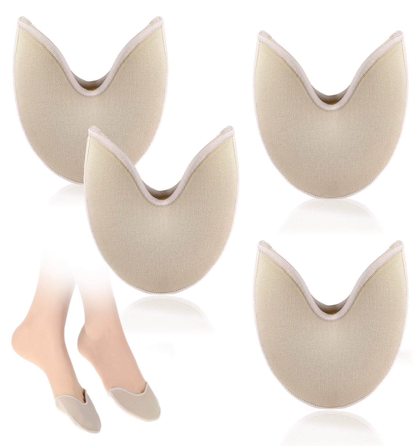 2 Pairs Toe Pads for Pointe Shoes, Half Socks for Pointe Shoes, Anti-Slip Cushion Toe Cover for Women Dance Forefoot Pain Relief (Short)
