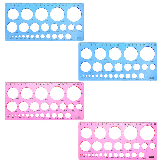 Circle Stencils, 4Pcs Circle Templates with Ruler and Circles of Different Sizes for Drawing, Painting, Drafting, (Blue, Pink)