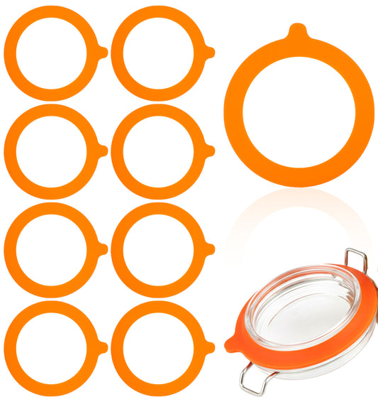 9PCS Jar Seals Replacement, Silicone Rubber Jar Seals Gaskets Airtight Leakproof for Glass Mason Jars Canning Food Storage Regular Mouth