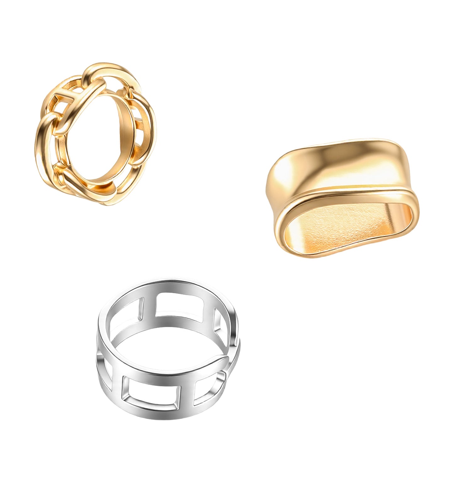 ValueBargain 3 PCS Metal Scarf Rings for Women, Minimalist Gold-Tone Bandana Ring Set, Elegant Metal Scarf Clips for Shawls, Silk Scarves & Neck Wraps