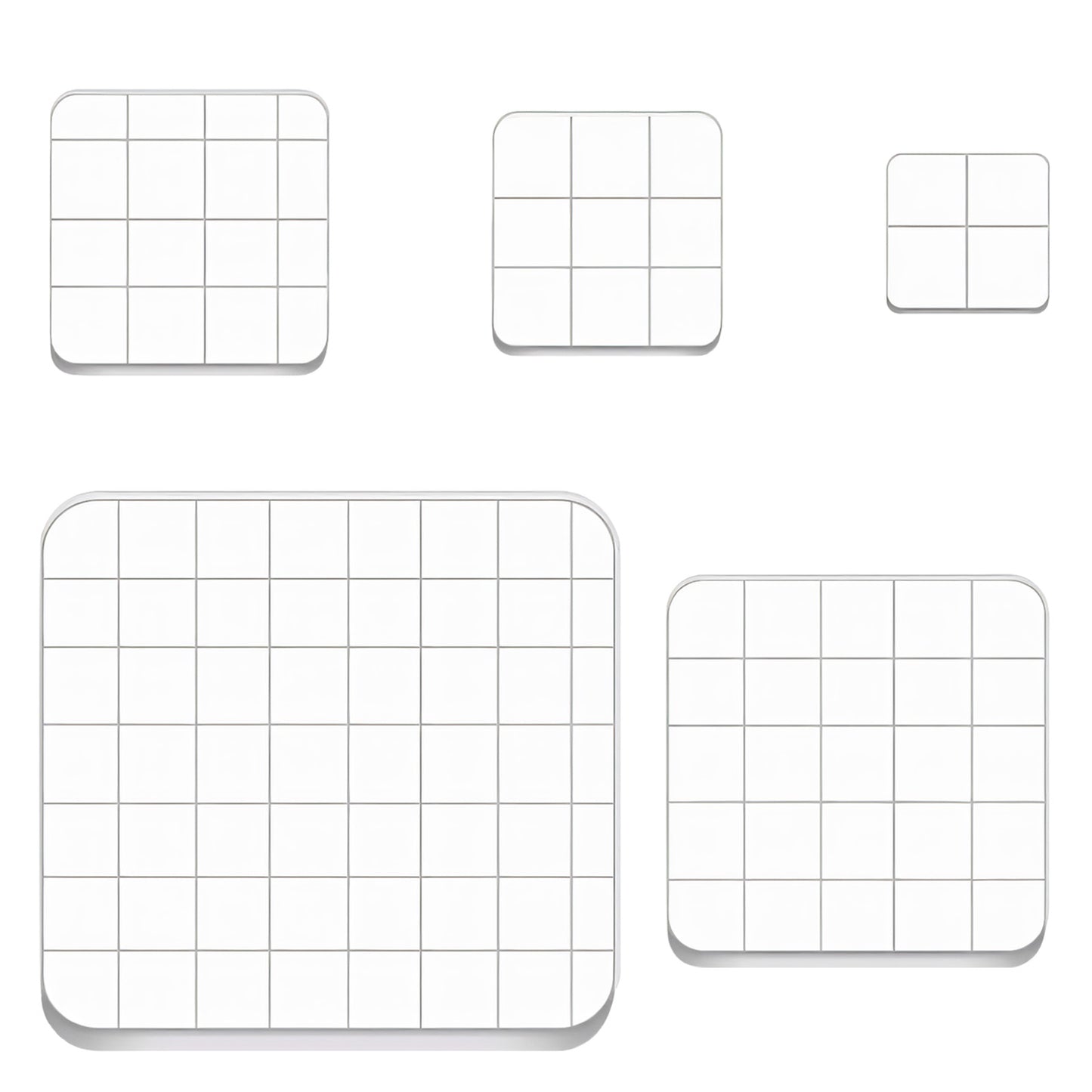 Classicseali 5pcs Acrylic Stamp Block, Acrylic Blocks for Stamping with Grid Lines, Assorted Sizes Stamp Block for DIY Crafts Scrapbooking Card Making Ornaments Stamping Projects