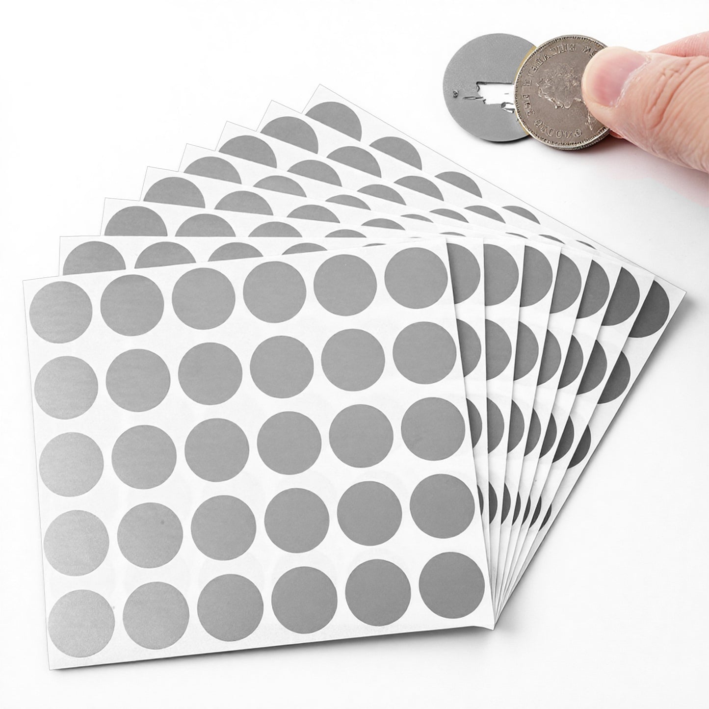 Guduling 300pcs Scratch Off Stickers, 1 Inch Round Scratch Stickers, DIY Scratchs Card Stickers, Self-Adhesive for DIY Scratchs Off Cards, Reward Cards, Party Favors (Silver)