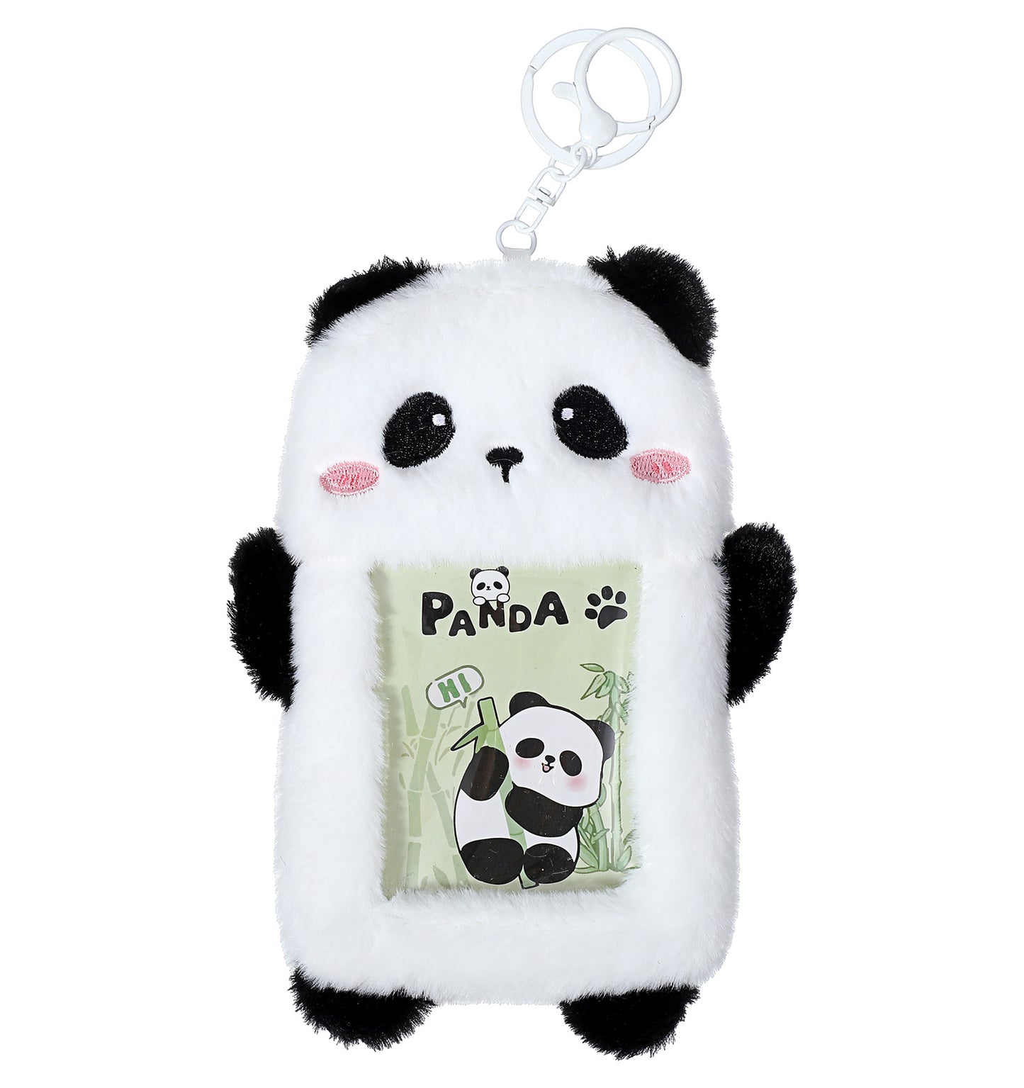 Cute Photocard Holder, Photocard Holder Cute, Plush Panda Case with White Lobster Clasp and Keychain for Idol Photo, Transportation Card, Campus Card, Photo