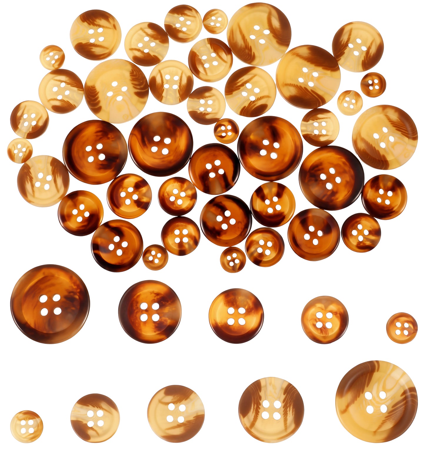 50 Pcs Brown Buttons, 5 Sizes Buttons for Clothes, Coats & Sweaters, Sewing Crafts & Clothing Decorations (Dark and Light Brown, 0.4-1 Inch)