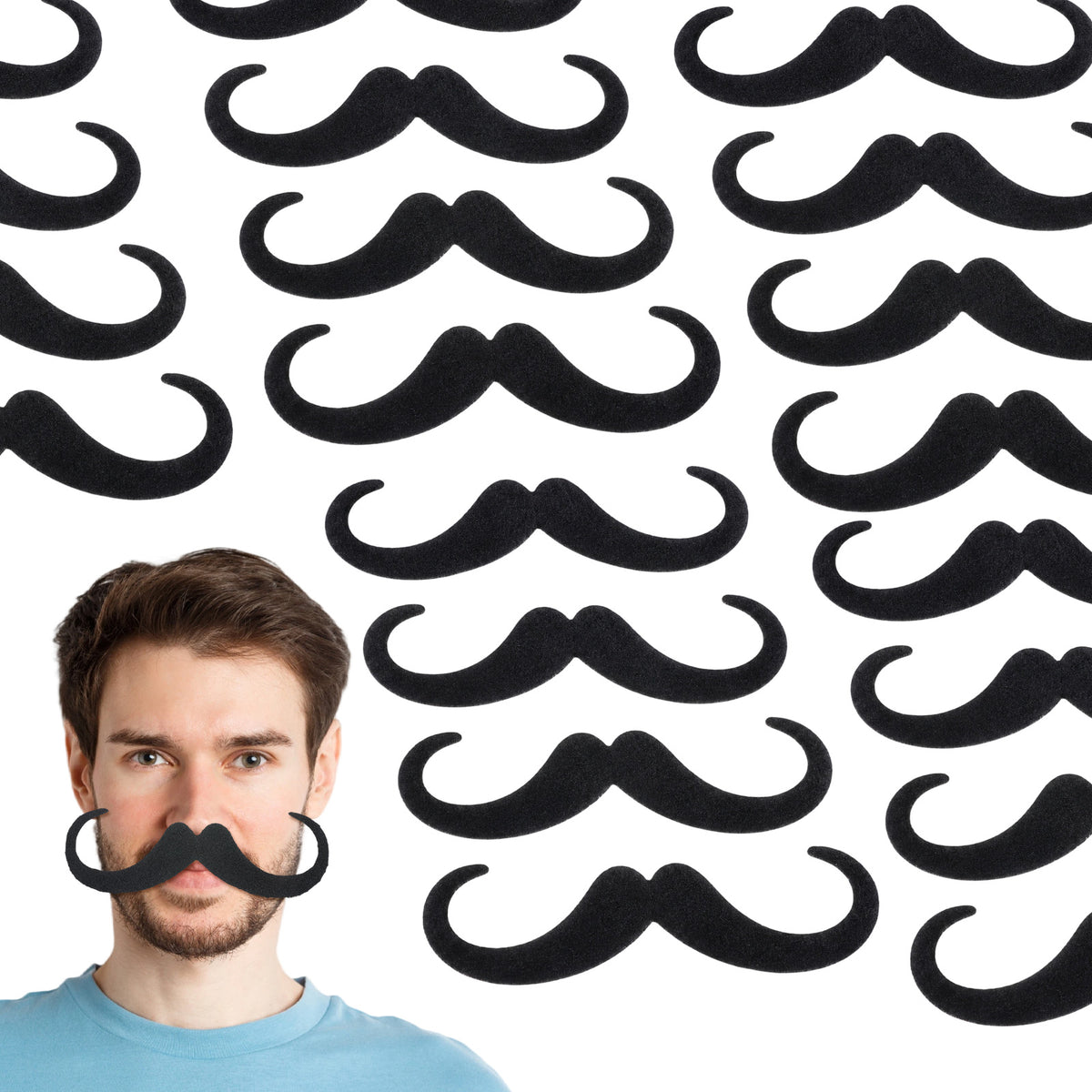 12 Pcs Stick On Moustache Self Adhesive Black False Moustaches for Adults