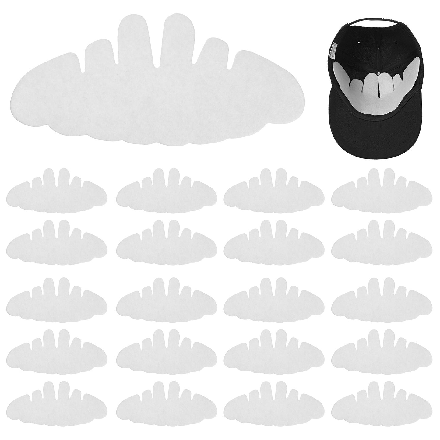 guduling 20pcs Cap Shaper, Reusable Sweat Guard for Hats White