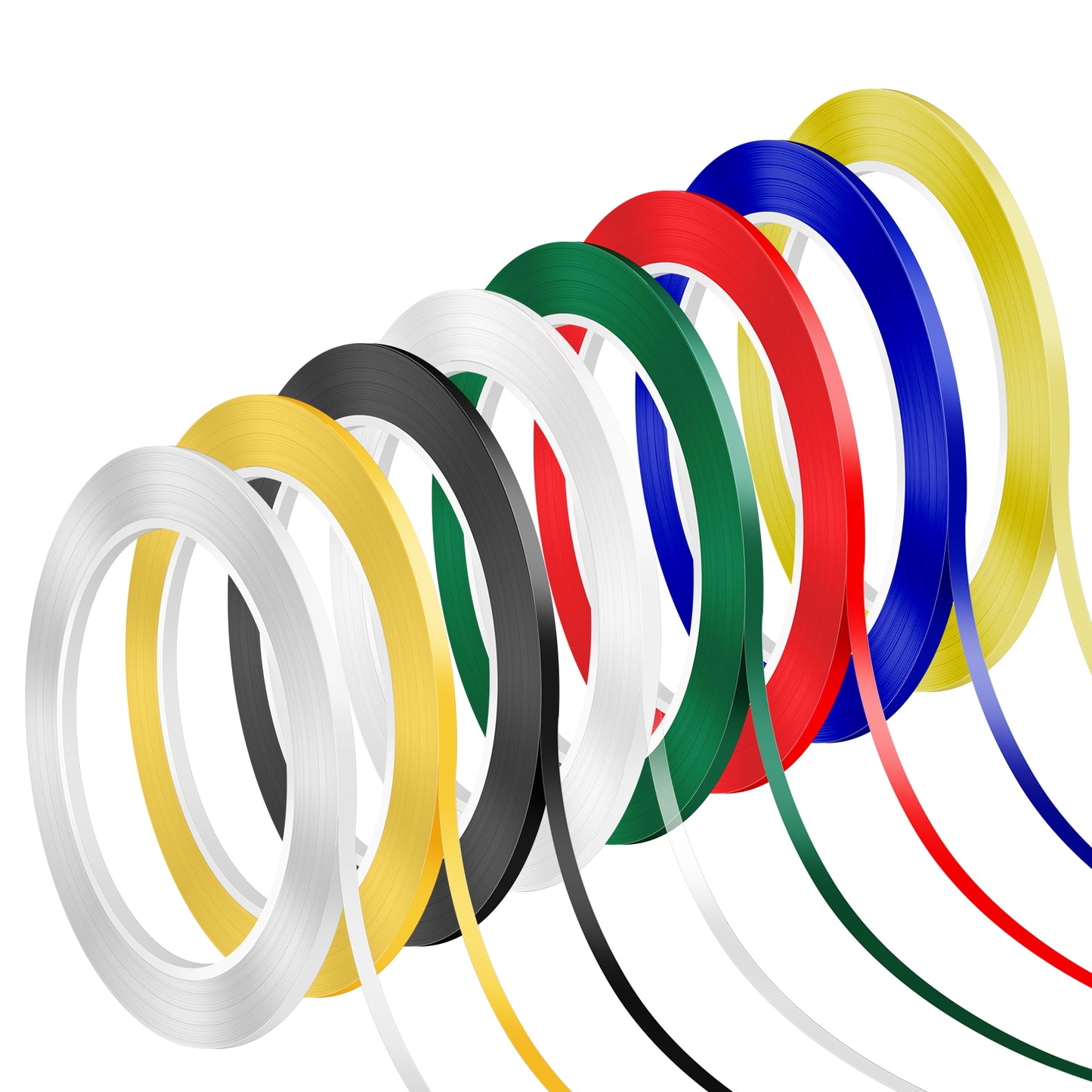 oruola 8 Rolls Whiteboard Tape,Whiteboard Tape Grid Marking Tapes, 3 mm Width Multi-Color Self-Adhesive Thin Tapes for Office Grid Marking School Art Warning Line