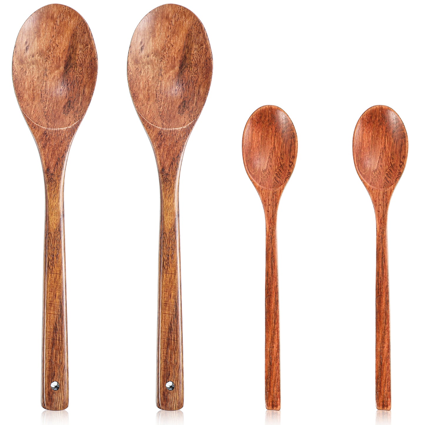 Classicseali 4pcs Wooden Cooking Spoons, 2 Sizes Wooden Spoons for Cooking, Woodens Cookings Spoon, for Stirring, Cookings, Serving, Mixing, Tea, Coffee, Jam, Sugar, Ice Cream and Bath Salts