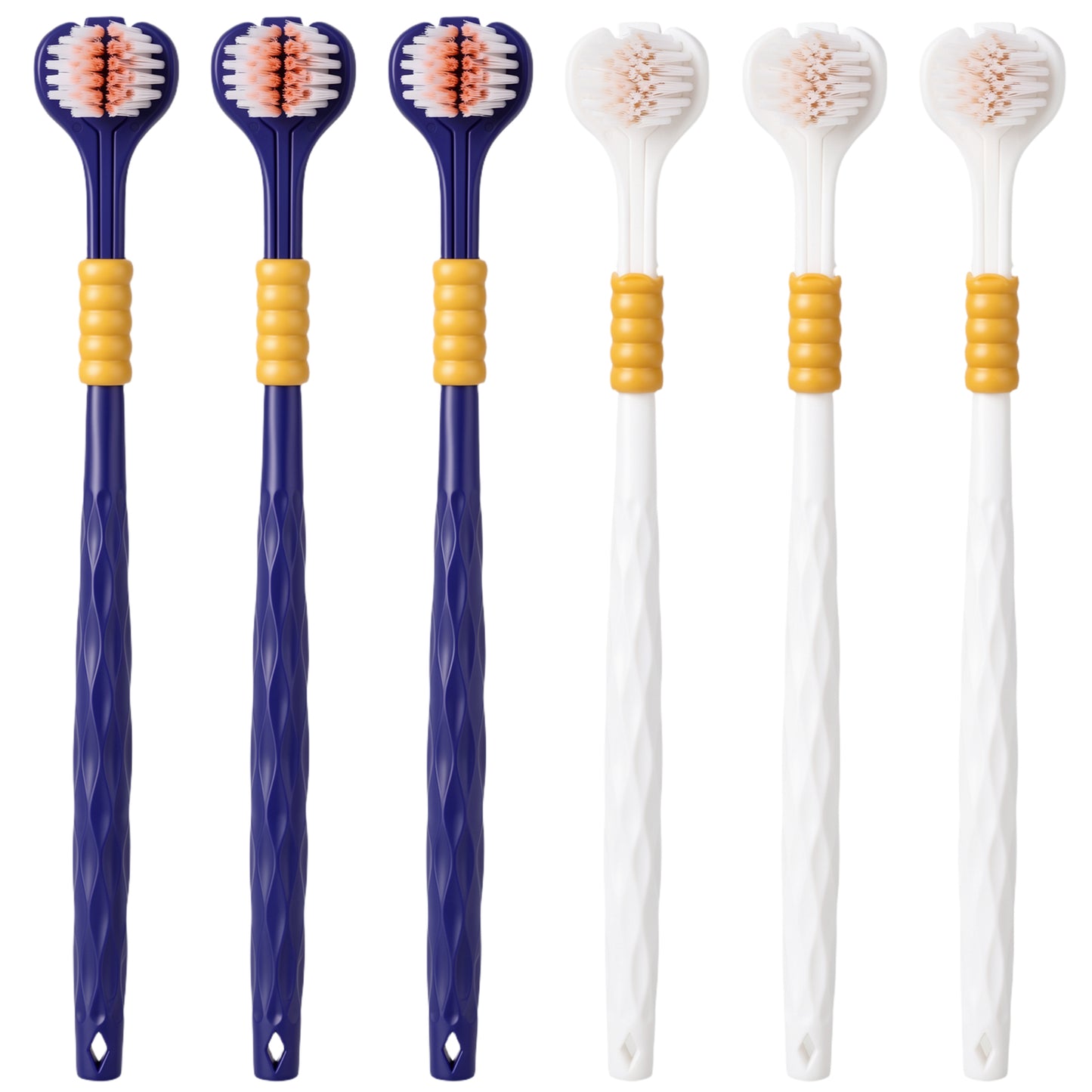 Guduling 6 Pcs 3 Sided Toothbrush,Autistic Toothbrush,360° Deep Clean Soft Bristle Toothbrushes with Ergonomic Handle, Gentle Dental Care Set for Sensitive Teeth, Kids & Adults, Travel-Friendly Design