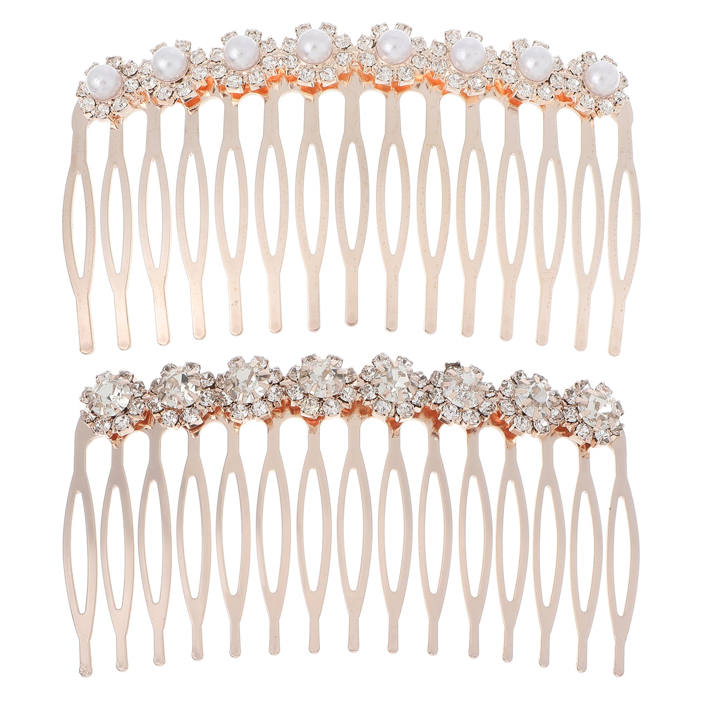 Elegaperma 2 Pack Rhinestones Hair Comb Slides, Sparkly Hair Combs Slides for Women, Decorative Gold Hairs Comb Slide with Rhinestones for Bridal, Wedding, and Daily Use