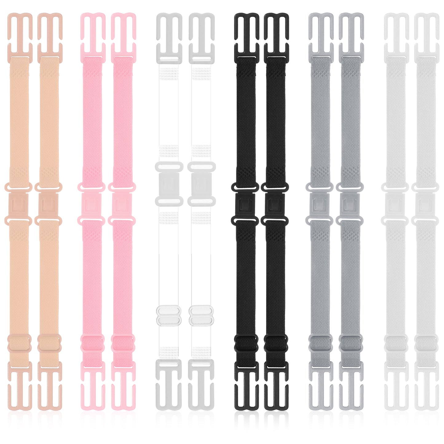 guduling 12 Pcs Bra Strap Holder Stop Slipping Shoulder, Bra Clips For Straps, Non-Slip Elastic, Adjustable for Bras, Bikinis, Fixed Shoulder Straps, 6 Colors