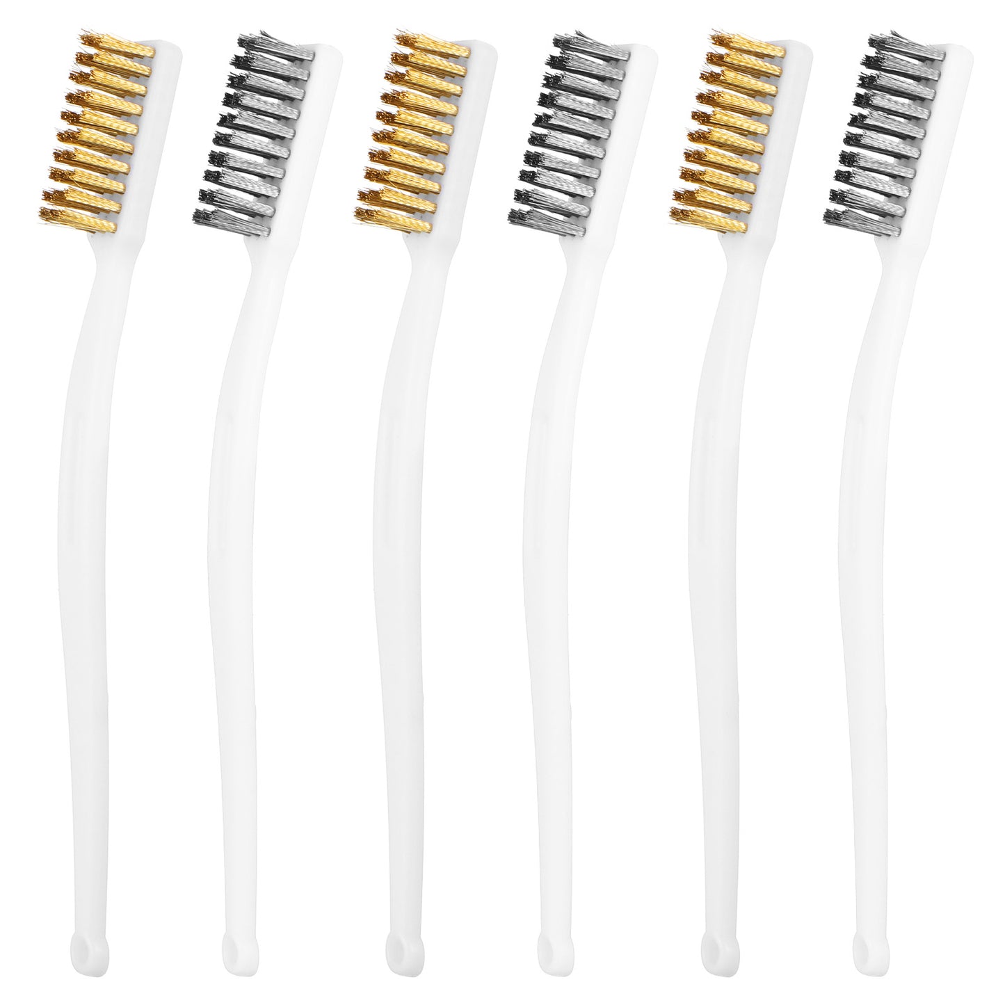 Oruola 8pcs Wire Brushes, Wire Brushes for Cleaning with Curved Handle, Brass Wire Brush for Automotive, Cleaning Welding Slag and Rust