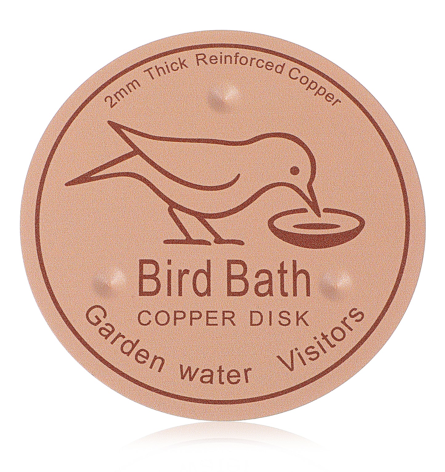 FRCTLNKG Copper Bird Bath Disc, Pure Bird Bath Copper Disk with Triple-Point Support (3.94 Inch Diameter)