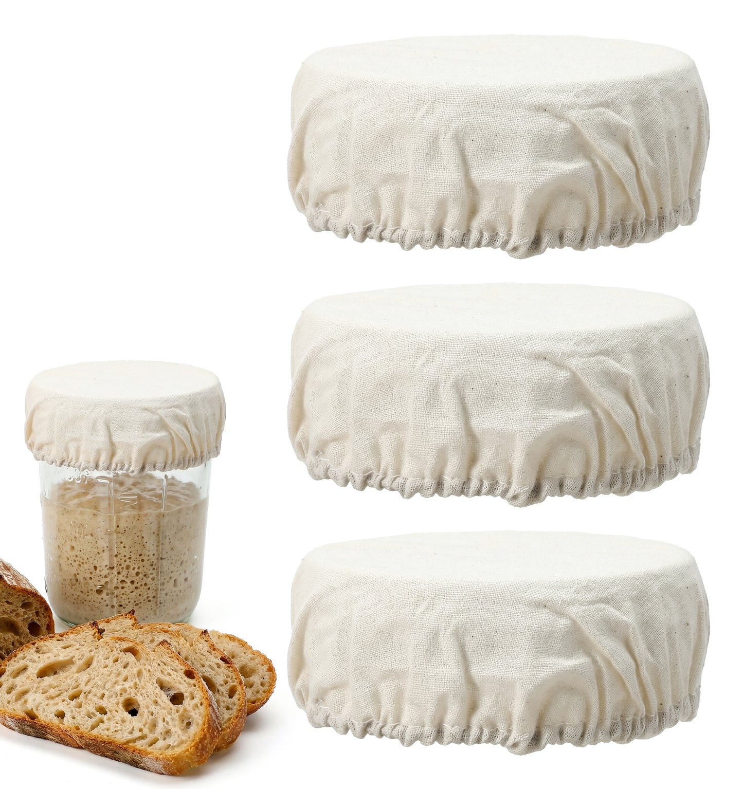 3 Pack Bread Proofing Cover, Bowl Covers for Bread Proofing Breathable & Reusable for Dough Proof (Fits 3-4 Inch Mouth Lids)