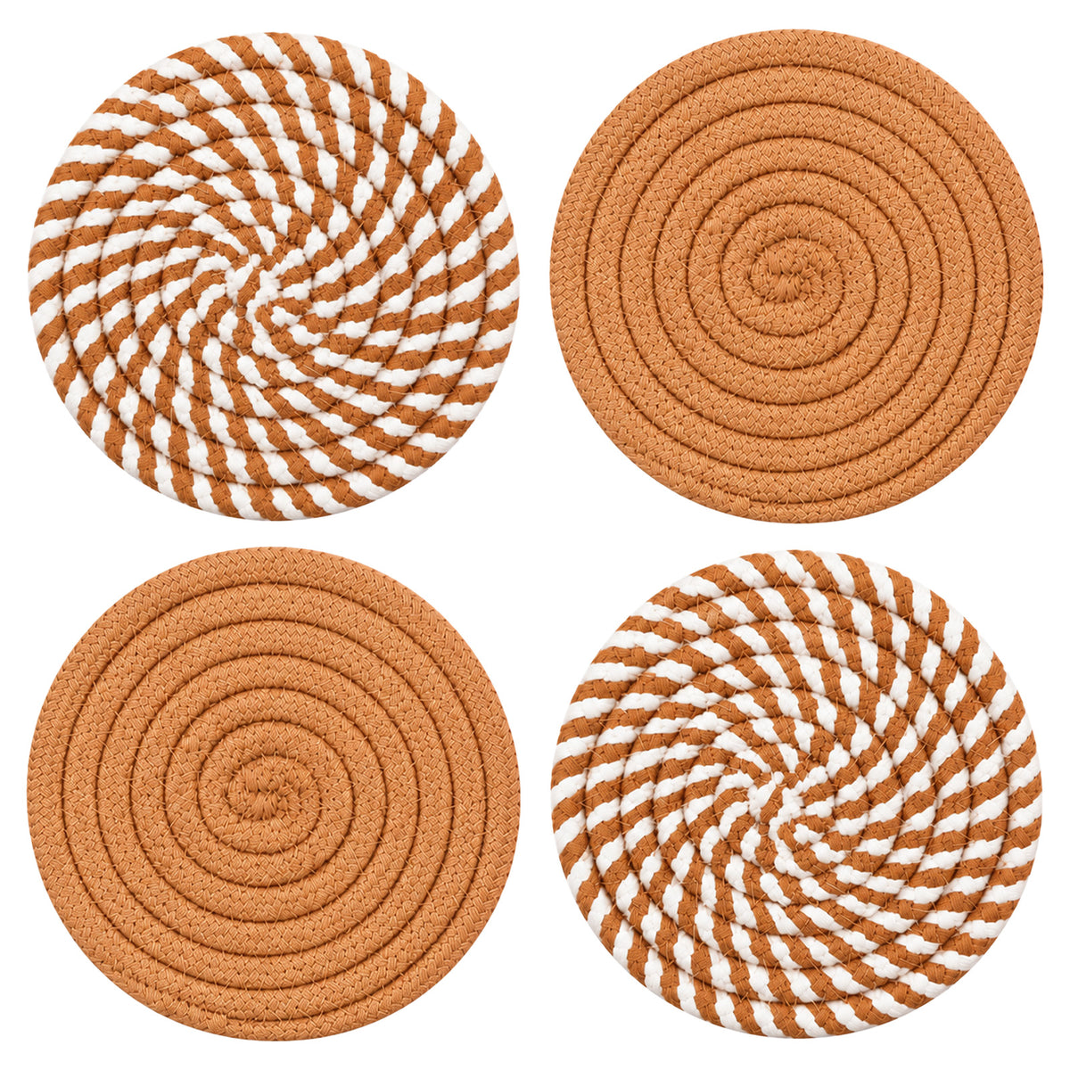 Classicseali Coasters Set of 4, Handmade Round Cotton Coasters
