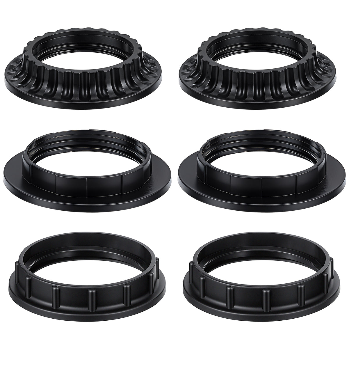 6 Pack Lamp Adapter Rings, 3 Sizes Black E26 Light Reducer Ring for Lamps