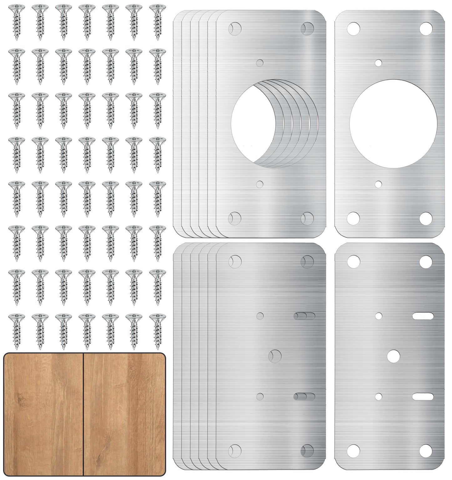 Kitchen Door Hinge Repair Plate, 14 Pcs Stainless Steel Hinge Fixing Plates with Mounting Screws, Hardware Kit for Kitchen Cupboard Locker Doors