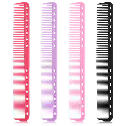 Oruola 4pcs Hair Cutting Combs, Professional Cutting Combs for Hair Stylist, Heat Resistant Comb with Medium and Fine Tooth for Man Woman Clipper Cuts, Salon and Home, 4 Colors