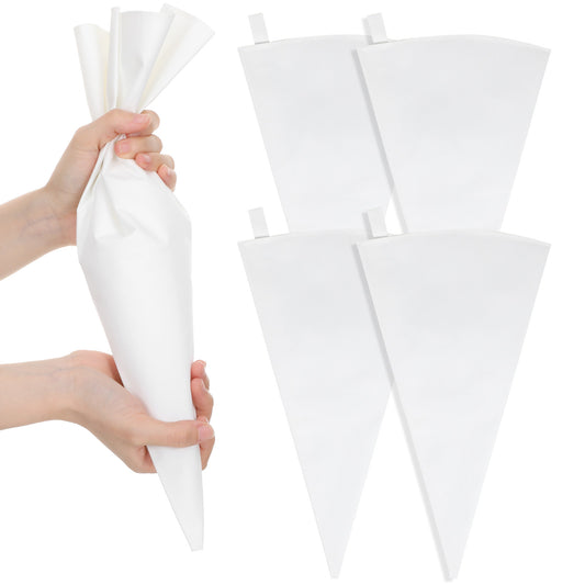 Classicseali 5pcs Big Piping Bags, Reusable Piping Bags 16 Inch, White Cloth Cake Decorating Bags for Frosting, White Hangable Piping Bags