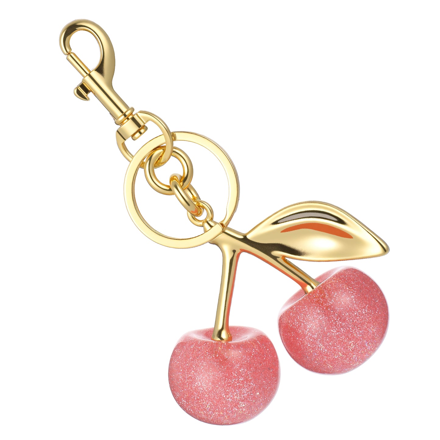 guduling Cherry Bag Charm & Keychain - Pink Resin & Alloy Cherries Purse Charms for Women, Cute Cherry Charm for Purse, Gifts Accessory for Birthday Christmas