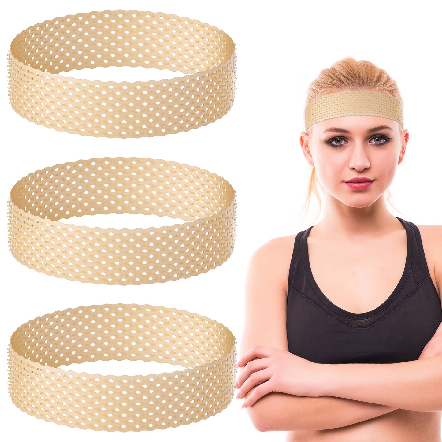 Guduling 3pcs Wig Grip Headband, Wig Grip, Silicone Material, Elastic Fixation and Non-Slip, Suitable for Men and Women, Sweat-Proof and Fixed, Skin Color