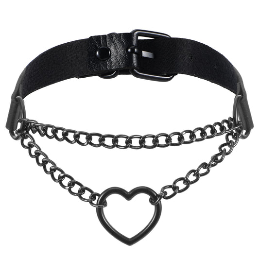 1Pcs Leather Choker, Vintage Gothic Punk Accessories Black Choker with O Ring, Adjustable PU Leather Gothic Human Collar Necklace for Women & Men, Perfect for Emo & Punk Accessories, Black