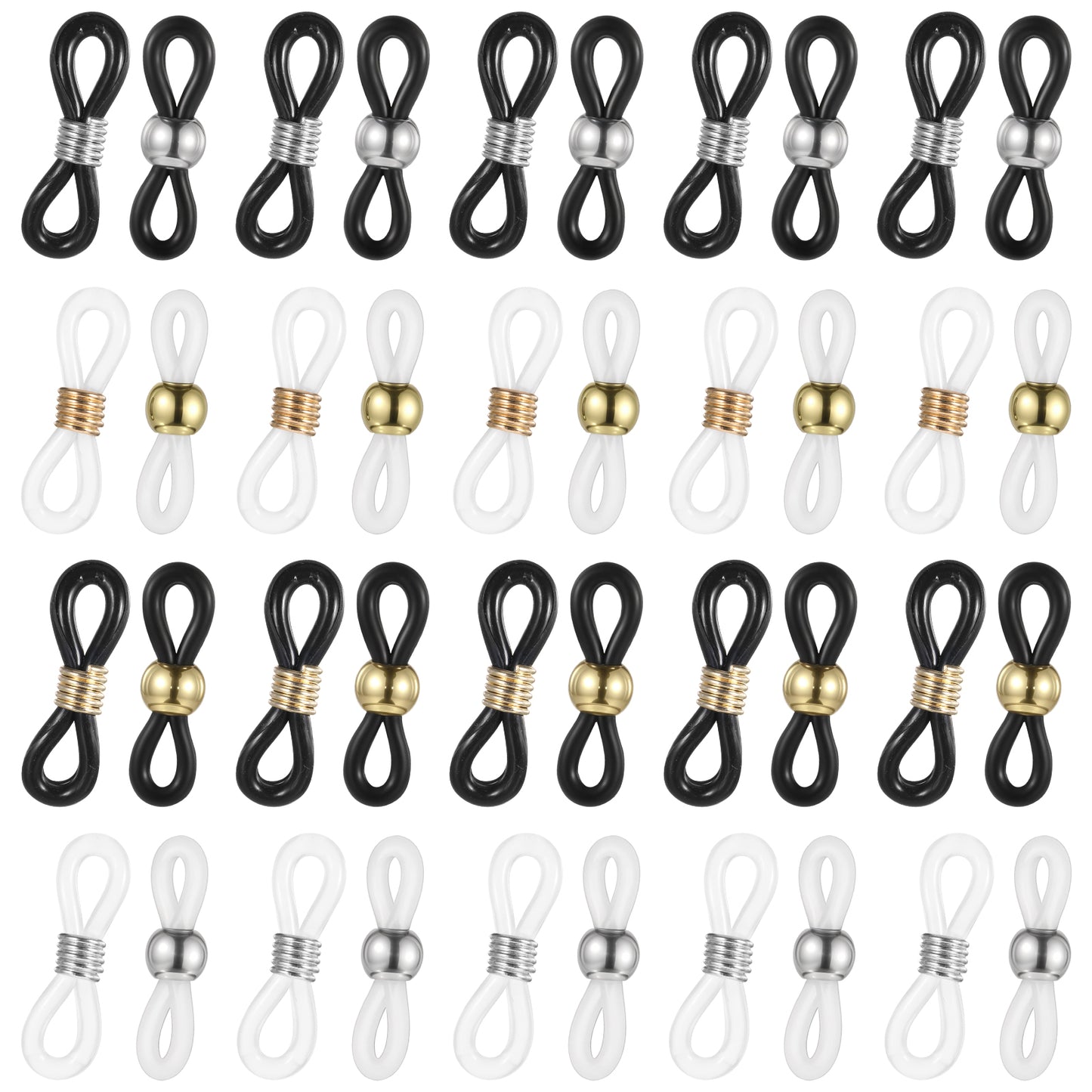 oruola 96pcs Eyeglass Chain Ends, Adjustable Silicone Eyeglass Chain Connector, Anti Slip Glasses Chain Rubber Loops Eyeglass Strap Retainer for Eye Glasses Sunglasses Holder Necklace Chain