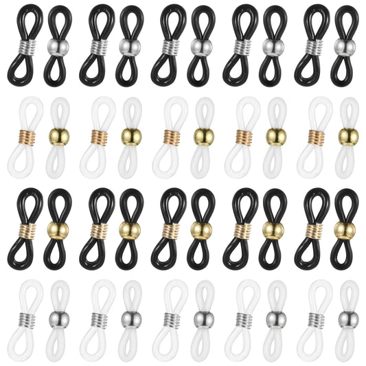 oruola 96pcs Eyeglass Chain Ends, Adjustable Silicone Eyeglass Chain Connector, Anti Slip Glasses Chain Rubber Loops Eyeglass Strap Retainer for Eye Glasses Sunglasses Holder Necklace Chain