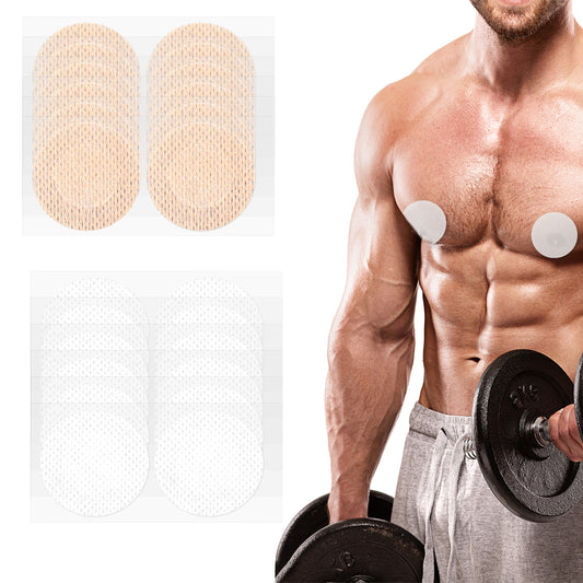 Classicseali 200pcs Men Nipple Cover, Anti-Chafing Shields Nipple Covers for Men, No-Show Disposable Guard Protector Sticker for Male Tanning Beds Sports Gym Runners, Beige & White