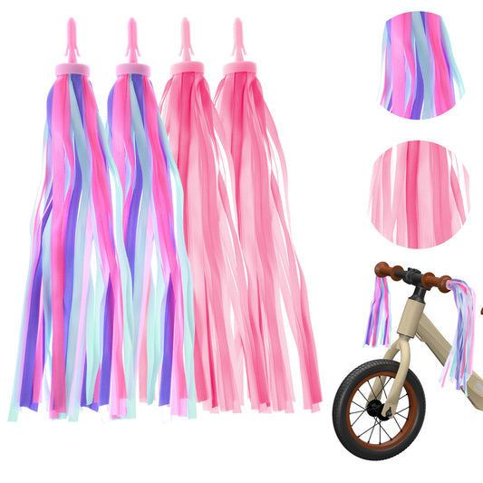 oruola 4pcs Bike Tassels for Girls,Scooter Tassels Girls,Mini Bike Streamers Girl,Bicycle Ribbons, Rainbow Bike Accessories Colorful, For Girls and Boys,Easy Attach to Bike's Handlebars