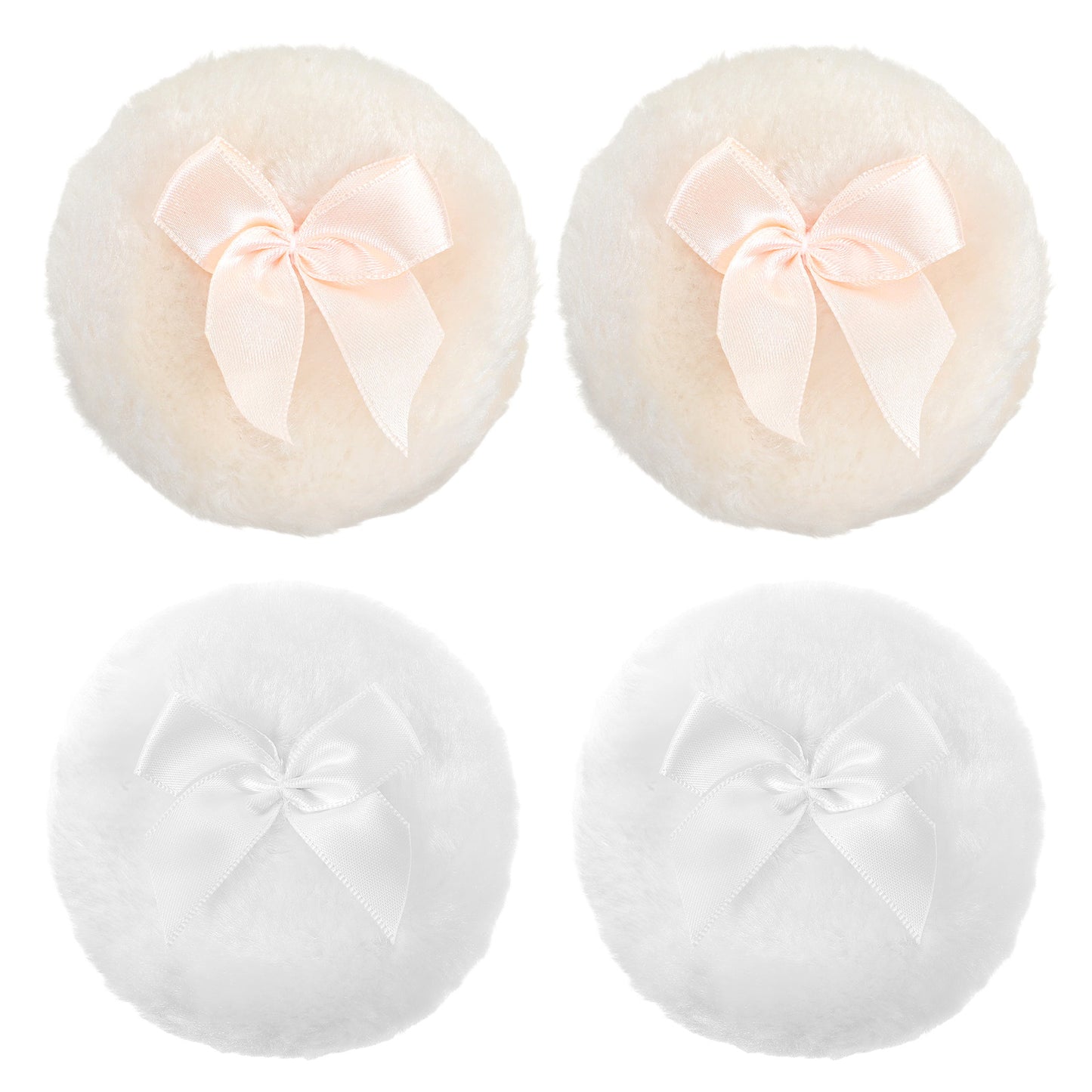 Guduling 4 Pcs Powder Puff for Talcum Powder,3.5 In Large Powders Puffs,Reusable Loose Powders Puffs,Wet Dry Makeup Tool for Baby & Kid & Adult(Beige, white)