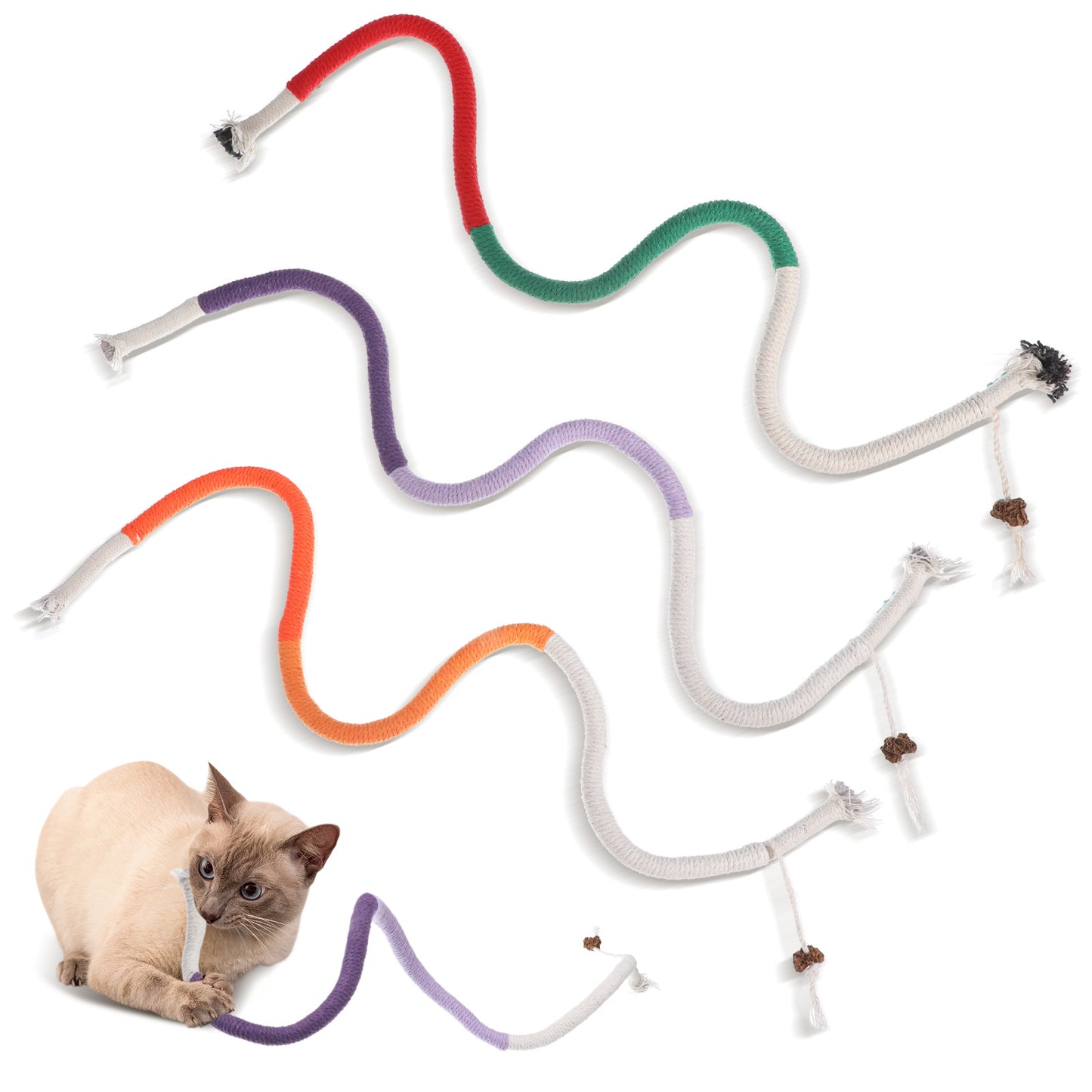 Classicseali 3PCS Cat Rope Toy, 27.55 in Chew Toy for Cats, Color Durable Cat Toys String, for Cats of All Ages to Play, Clean Teeth, Grind Teeth, Remove Plaque and Tartar