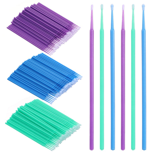 Classicseali 300pcs Micro Brushes, Microbrush for Eye Extension Disposable, 3 Different Sizes of Micro Applicators for Nail Art and Dental Care Eyelashes Extensions, 1.5mm, 2mm, 2.5mm
