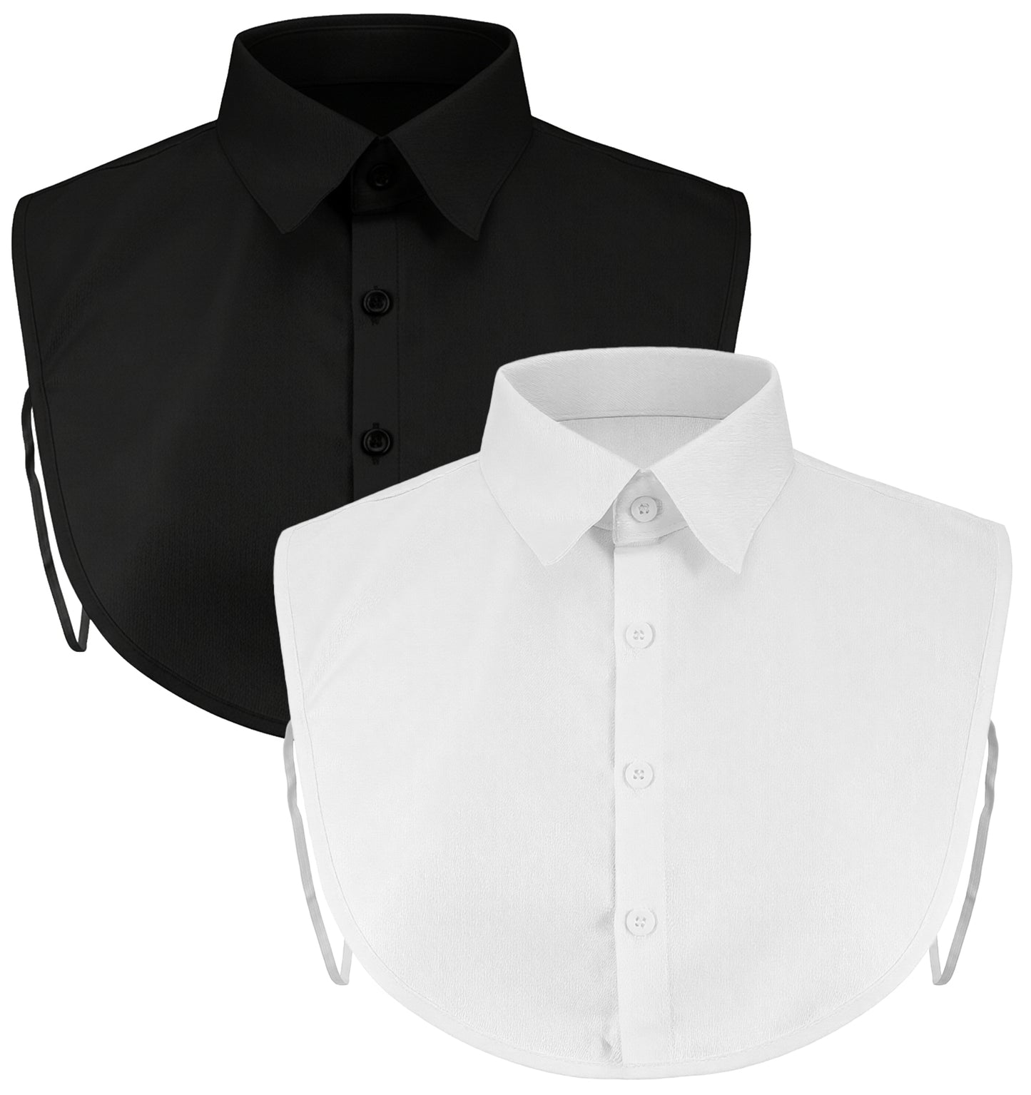 ValueBargain 2PCS Faux Collar Women, Half False Collars for Ladies, Vintage Blouse Enhancer with Versatile Shirt Collars for Women (White & Black)