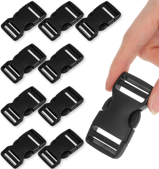 ValueBargain 10PCS Plastic Buckle Clips, 1 Inch Side Release Buckle Dual Release Quick Side Snap Clasp for Backpack Dog Collar Belt Nylon Webbing Strap Replacement