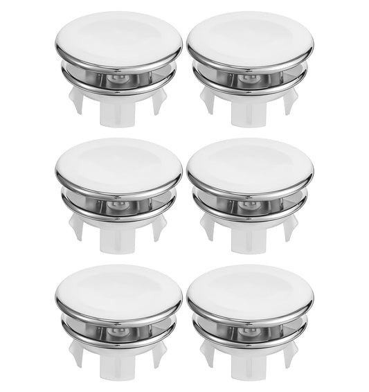 6 Pack Sink Overflow Ring, Sink Overflow Kit Round for Bathroom & Kitchen, Over flow Cap, Decorative & Durable (Silver)
