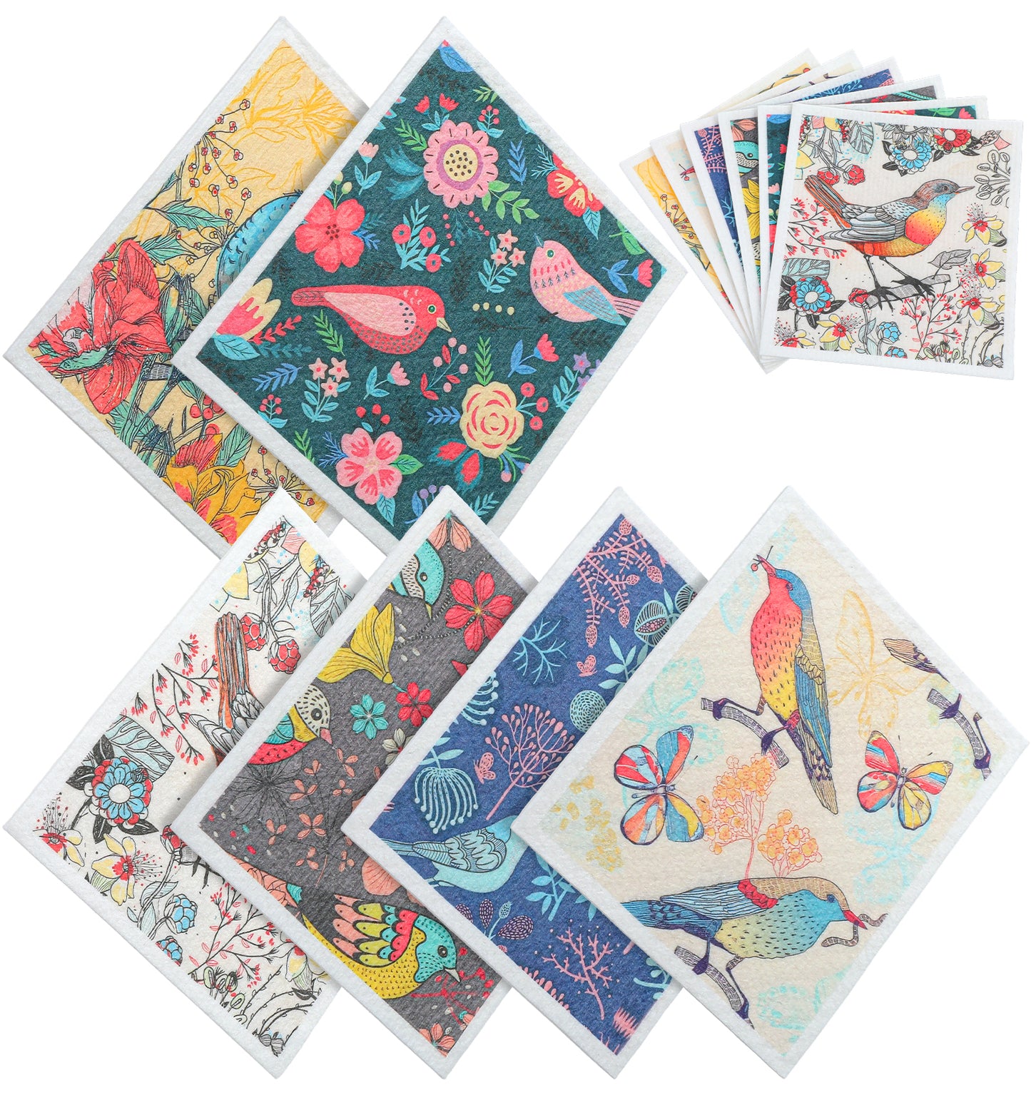 ValueBargain 6PCS Swedish Dishcloth, Reusable Paper Towels, Absorbent Quick Drying Floral for Cleaning Countertop Sink Dishes
