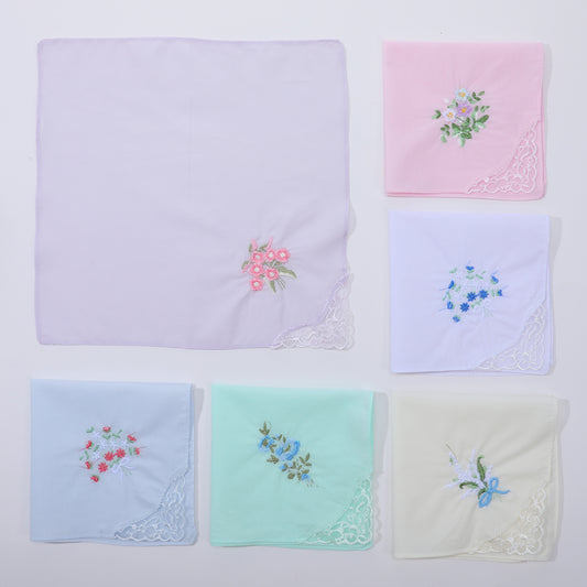 Classicseali 6PCS Handkerchiefs women, Lace Handkerchiefs for Women, Soft and Sweat-Absorbing, Embroidered Handkerchief for Woman, for Weddings, Kitchen, Dinner, Outdoors, Sports, 6 Colors