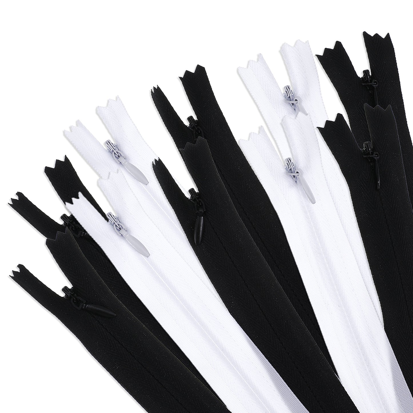 Guduling 10 Pcs Zippers,Invisible Zips,Nylon Zippers for Sewing,Sewing Accessories,Perfect for Dresses, Pants, Shirts & Fabric Edges Pillows or Sewings Craft(Black and White)